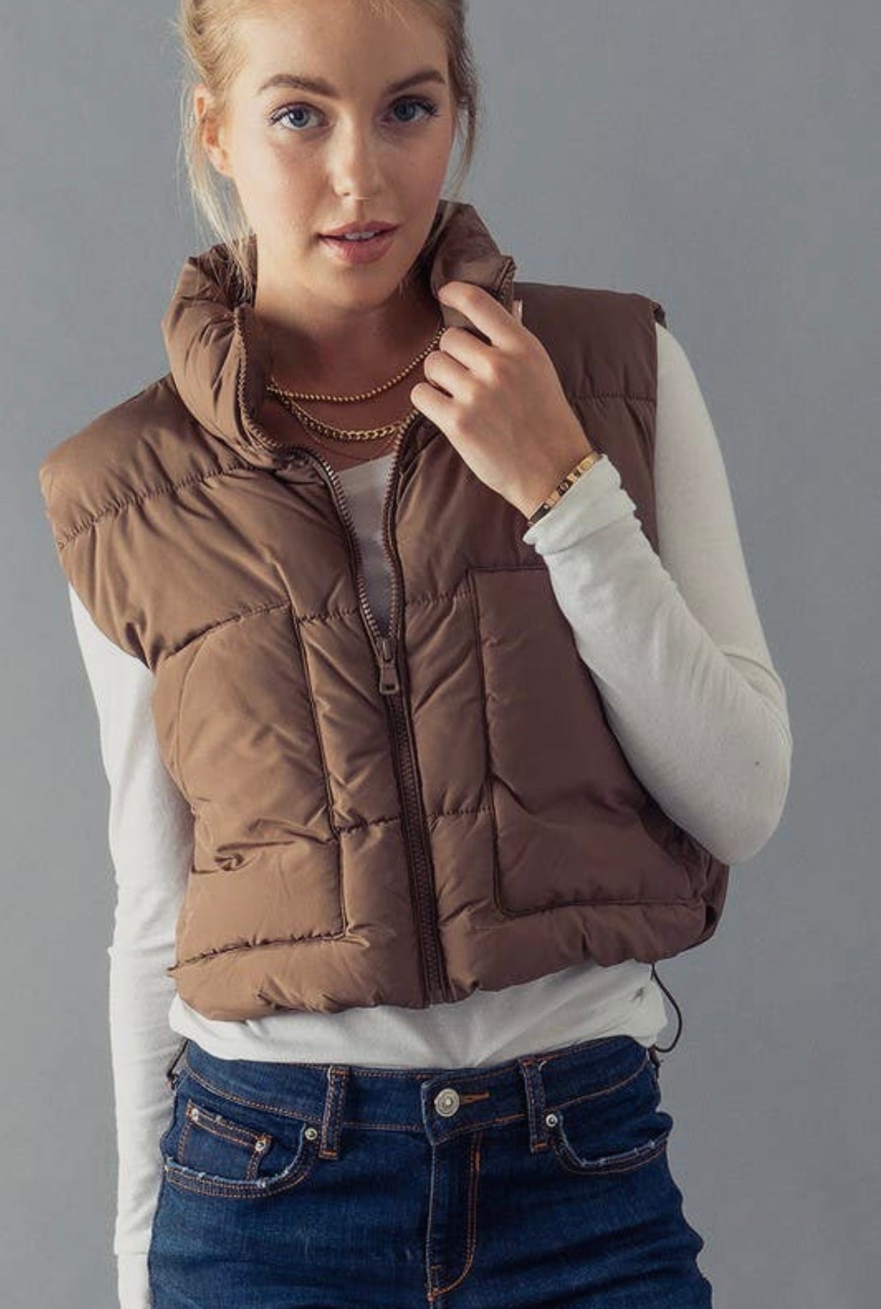Cropped Puffer Vest