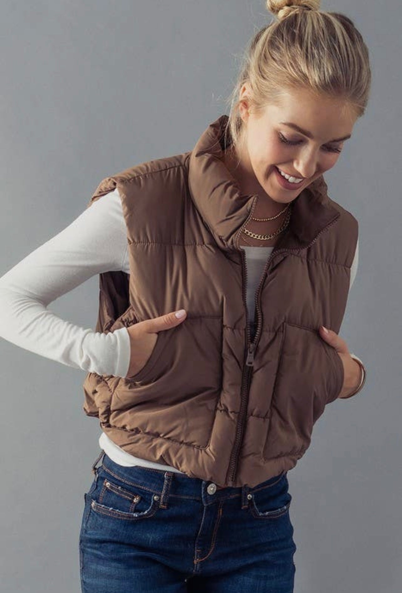 Cropped Puffer Vest