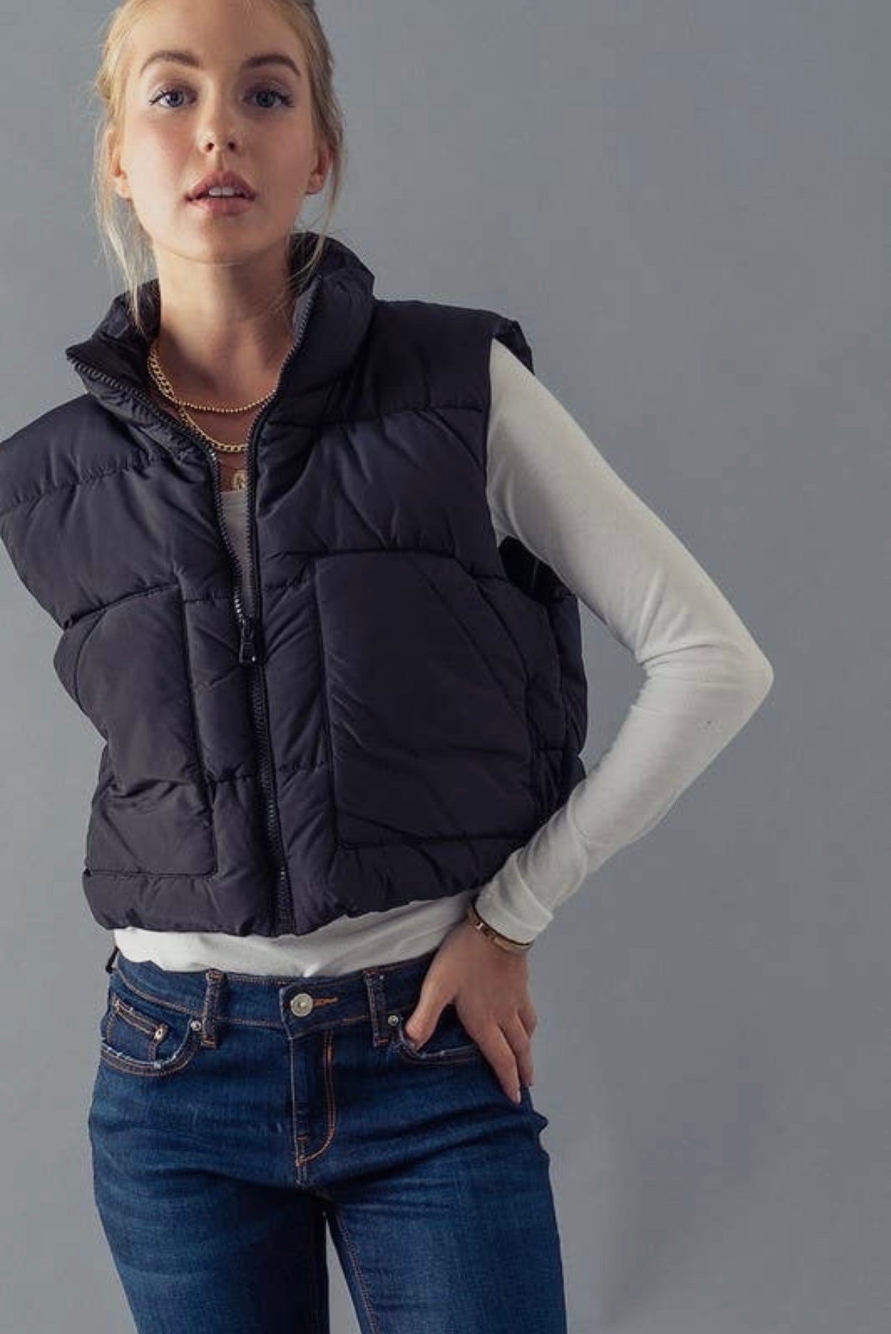 Cropped Puffer Vest