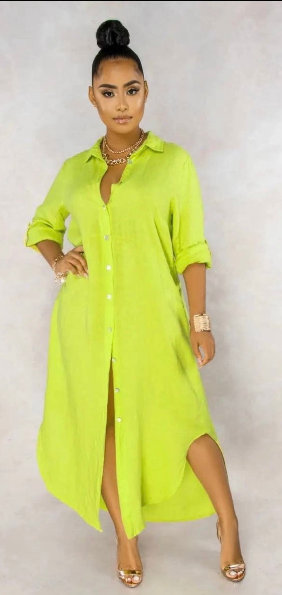 GAUZE LONG SHIRT DRESS