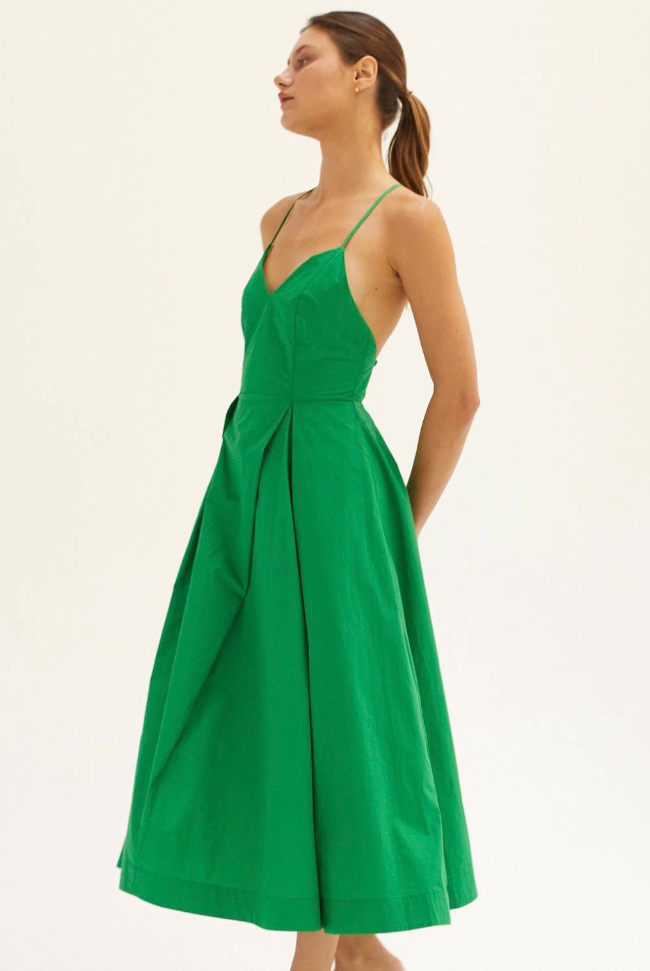 CRISS CROSS BACK POCKETED MIDI DRESS