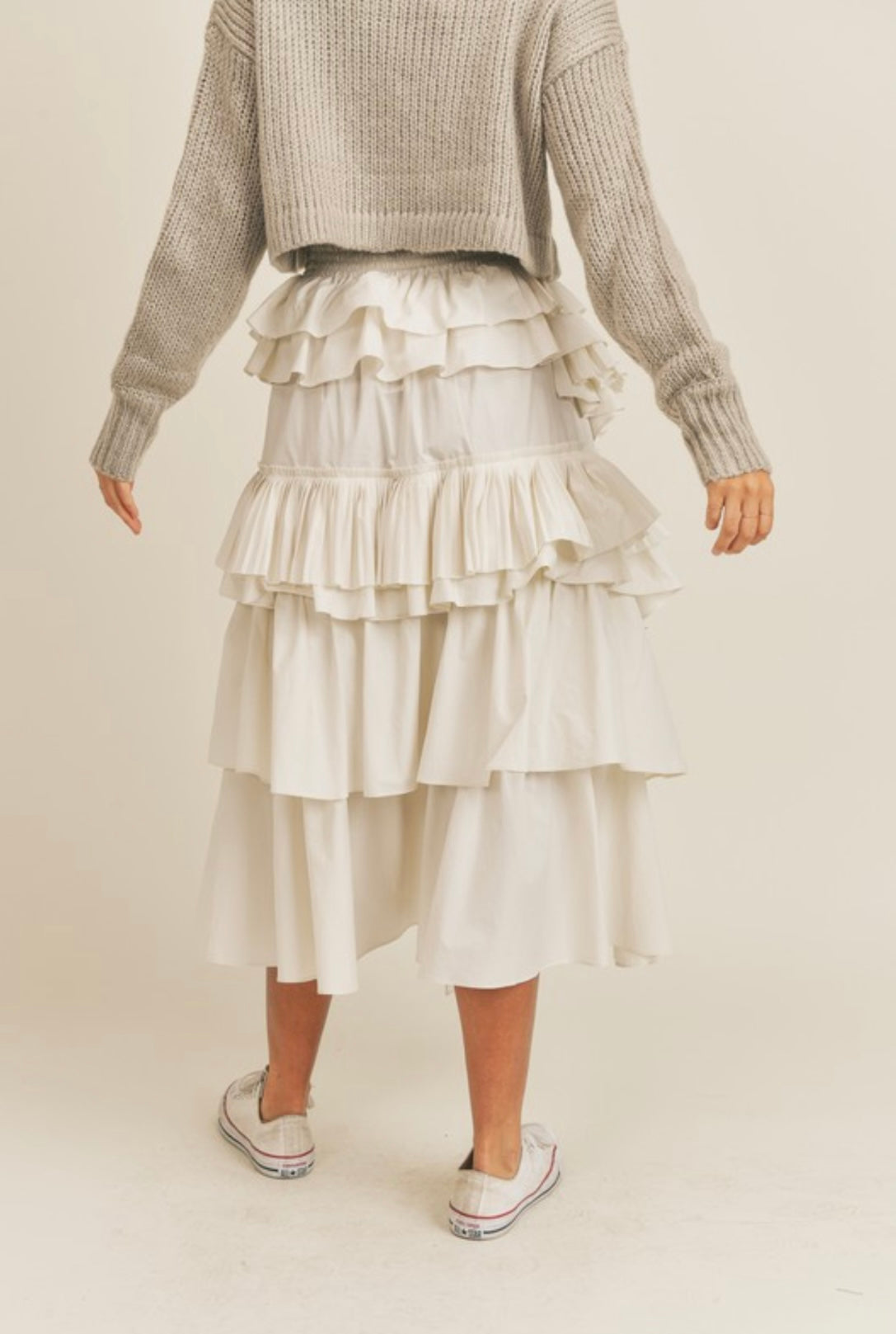 Ruffled Layer MIDI Skirt