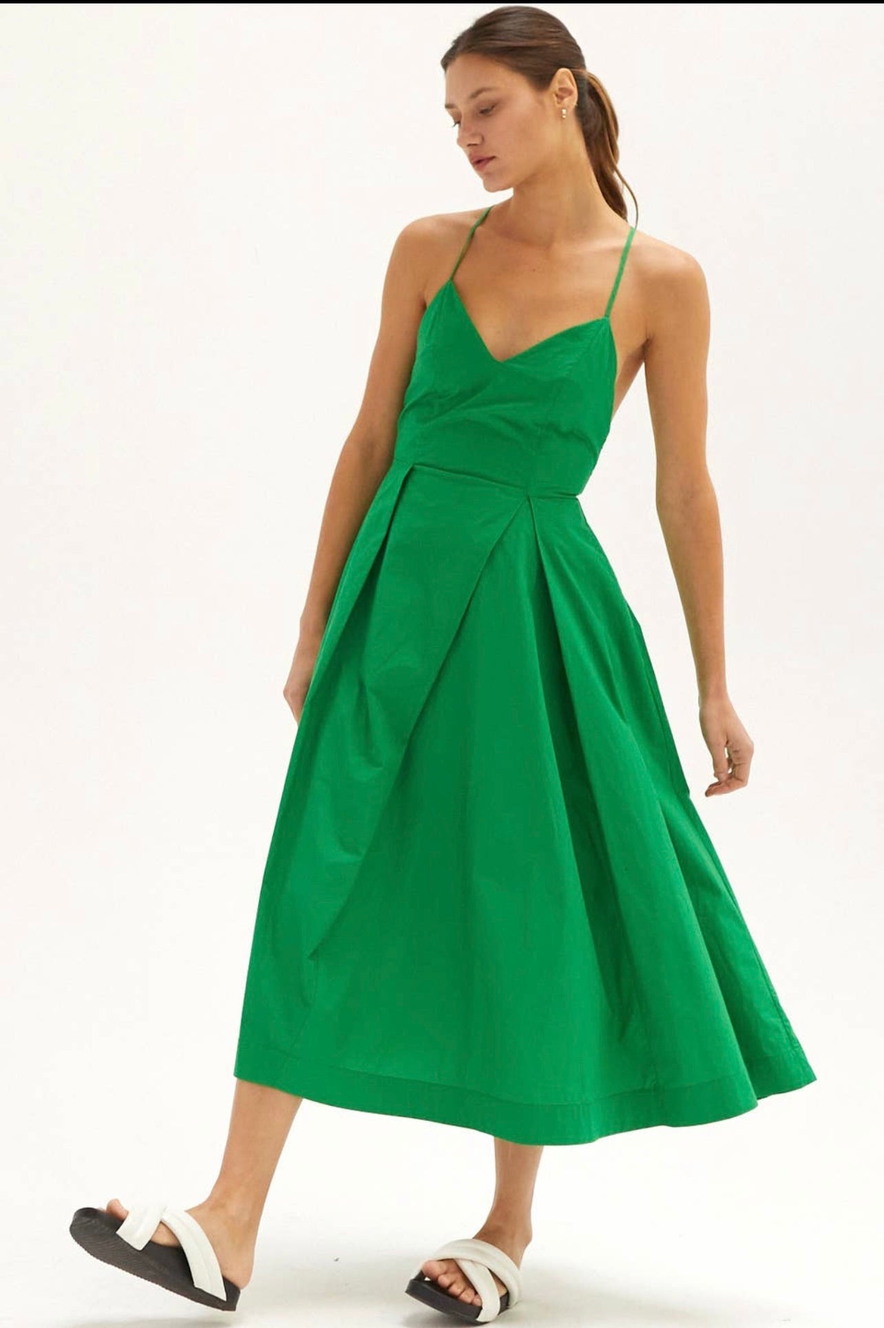 CRISS CROSS BACK POCKETED MIDI DRESS