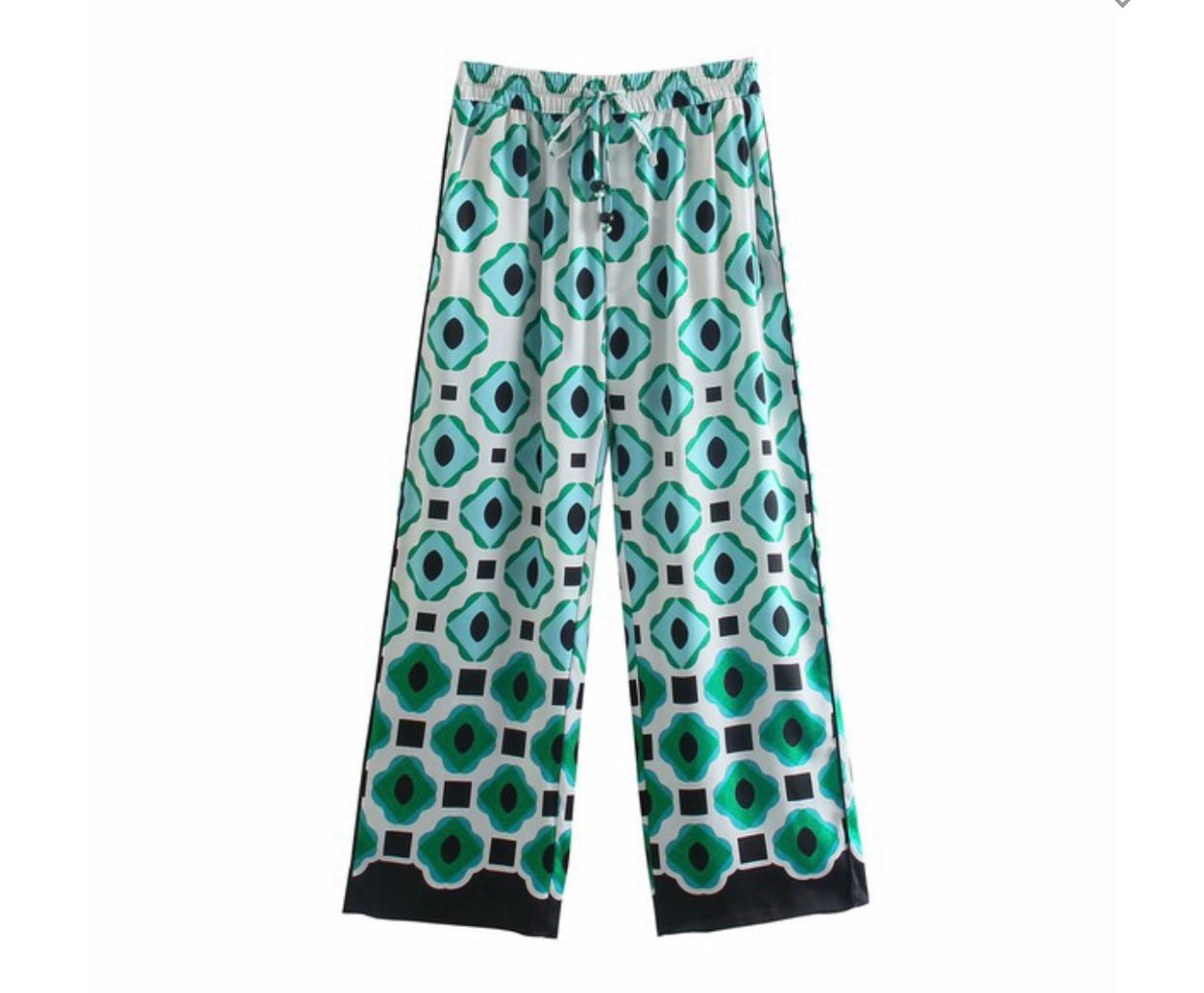 Geometric Print Drawstring Pants