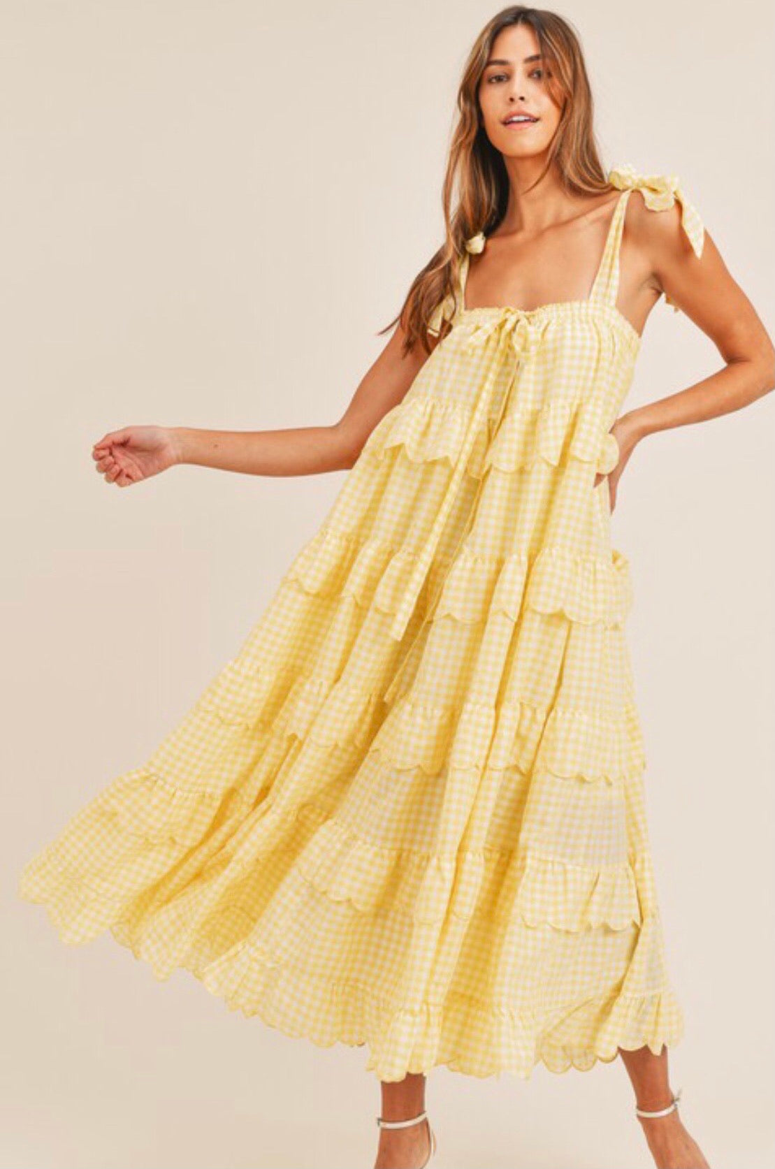 Gingham Layered Maxi Dress