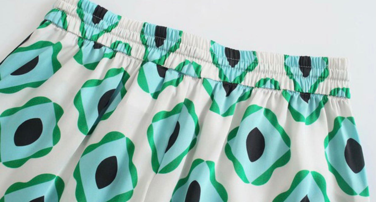 Geometric Print Drawstring Pants