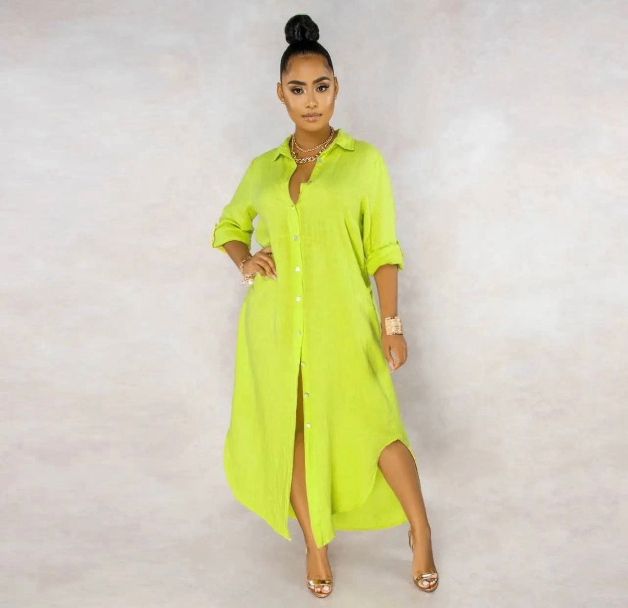 GAUZE LONG SHIRT DRESS