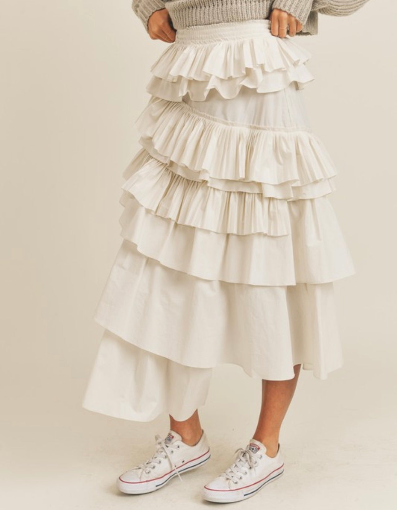 Ruffled Layer MIDI Skirt
