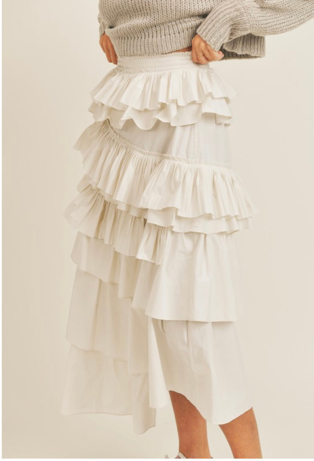 Ruffled Layer MIDI Skirt
