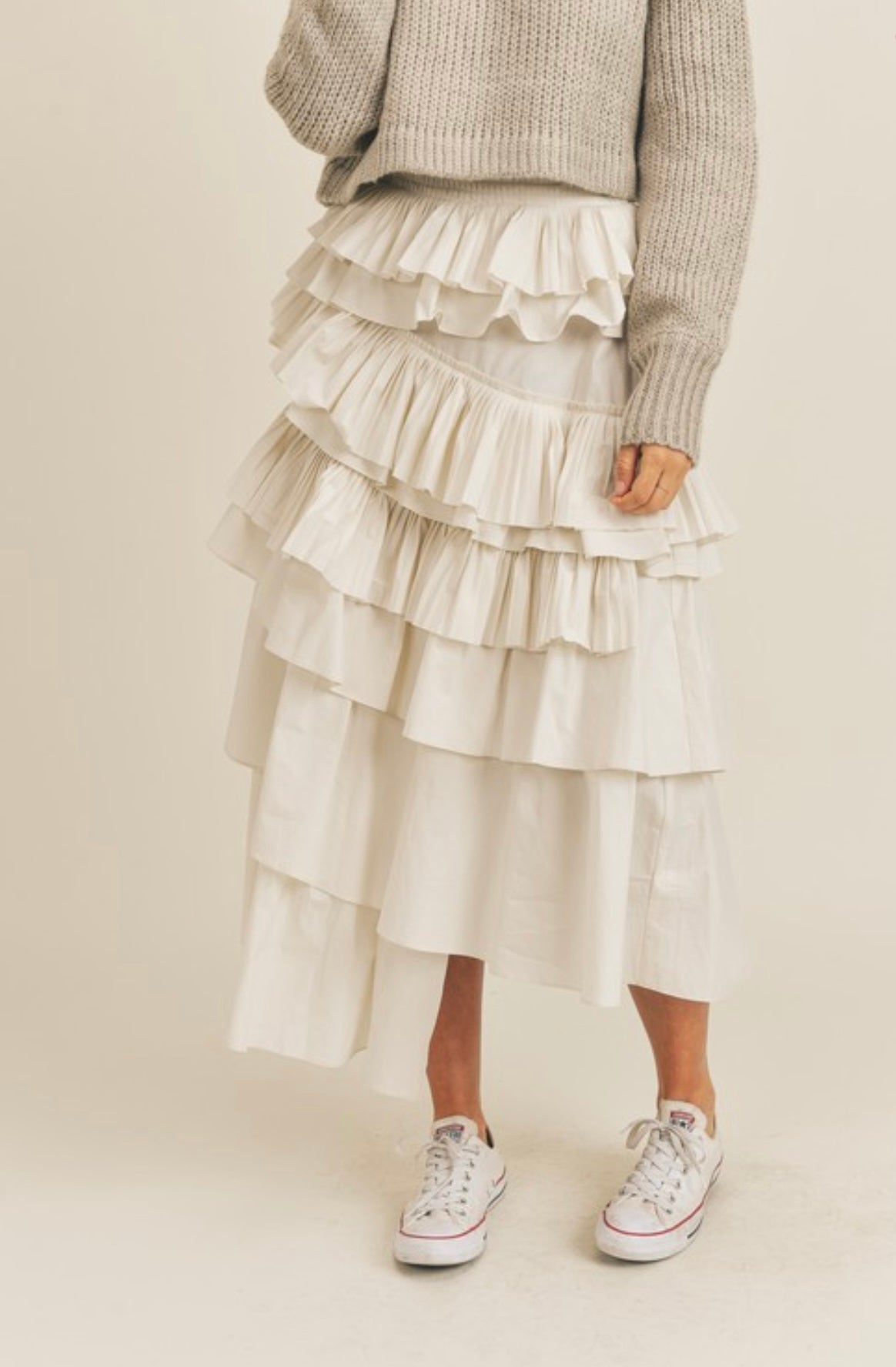 Ruffled Layer MIDI Skirt