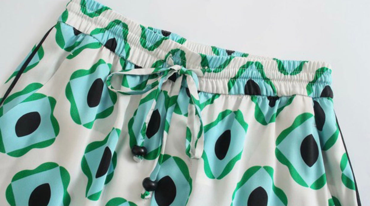 Geometric Print Drawstring Pants