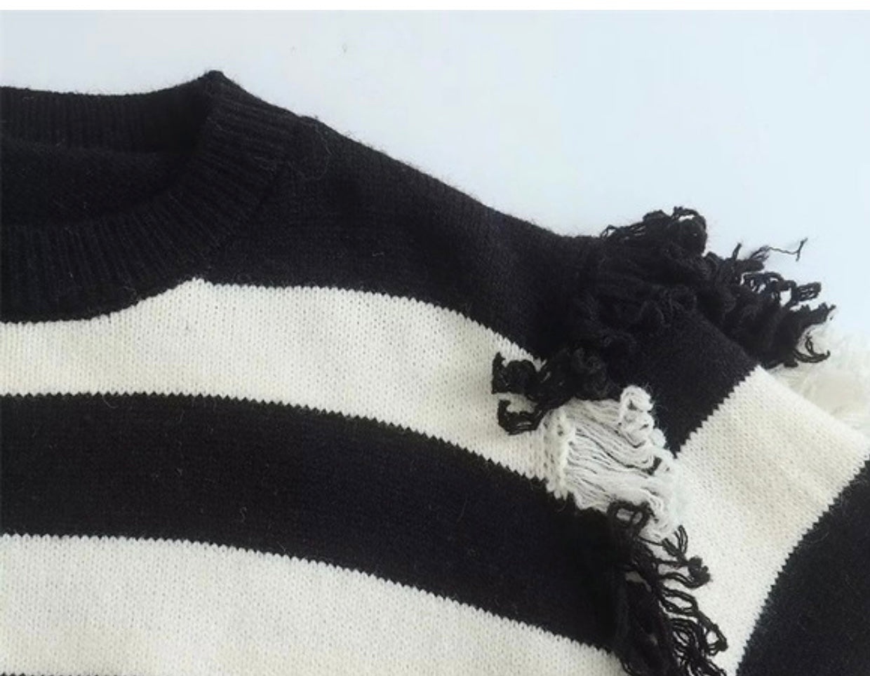 Fringe Oversized Sleeve Crop Sweater